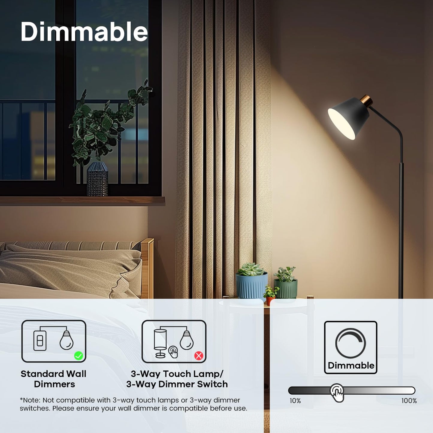 Consciot A19 LED Light Bulbs Dimmable, 60W Equivalent, 3000K, 5 Packs