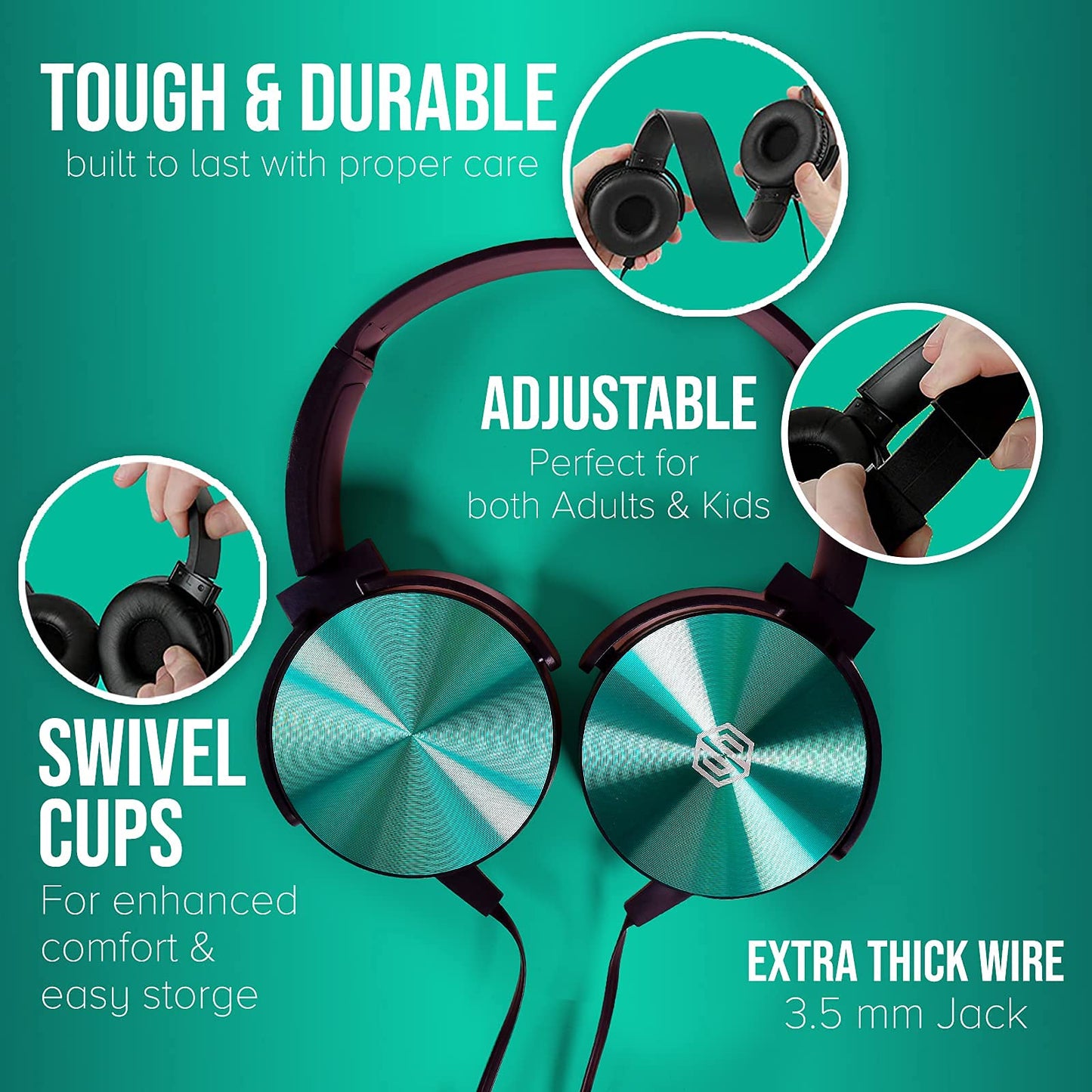 Premium Classroom Headphone with Microphone (5 Pack) - Kids Wired Earphones with Mic for School Students K-12 & Teachers, Soft Swivel On Ear Pads…