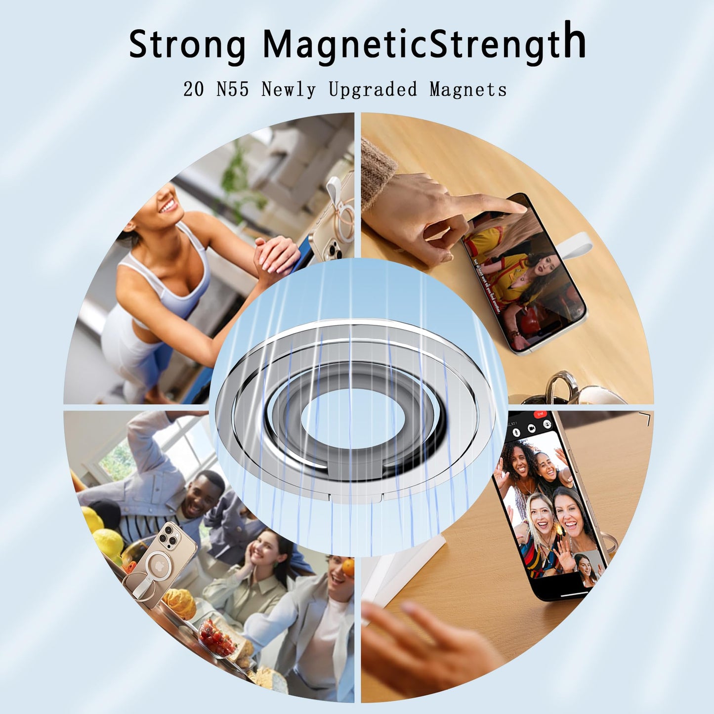[Silicone Ring] 2025 Unrivaled Stability for MagSafe Phone Grip, Magnetic Phone Ring Holder, Compatible with MagSafe Kickstand Magnetic for iPhone 16