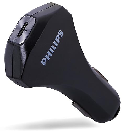 Philips 60W USB-C Laptop/Phone/Tablet Car Charger, Power Delivery, for Type C Laptops, MacBook, iPad Pro, iPhone, Galaxy, Pixel and More, Great