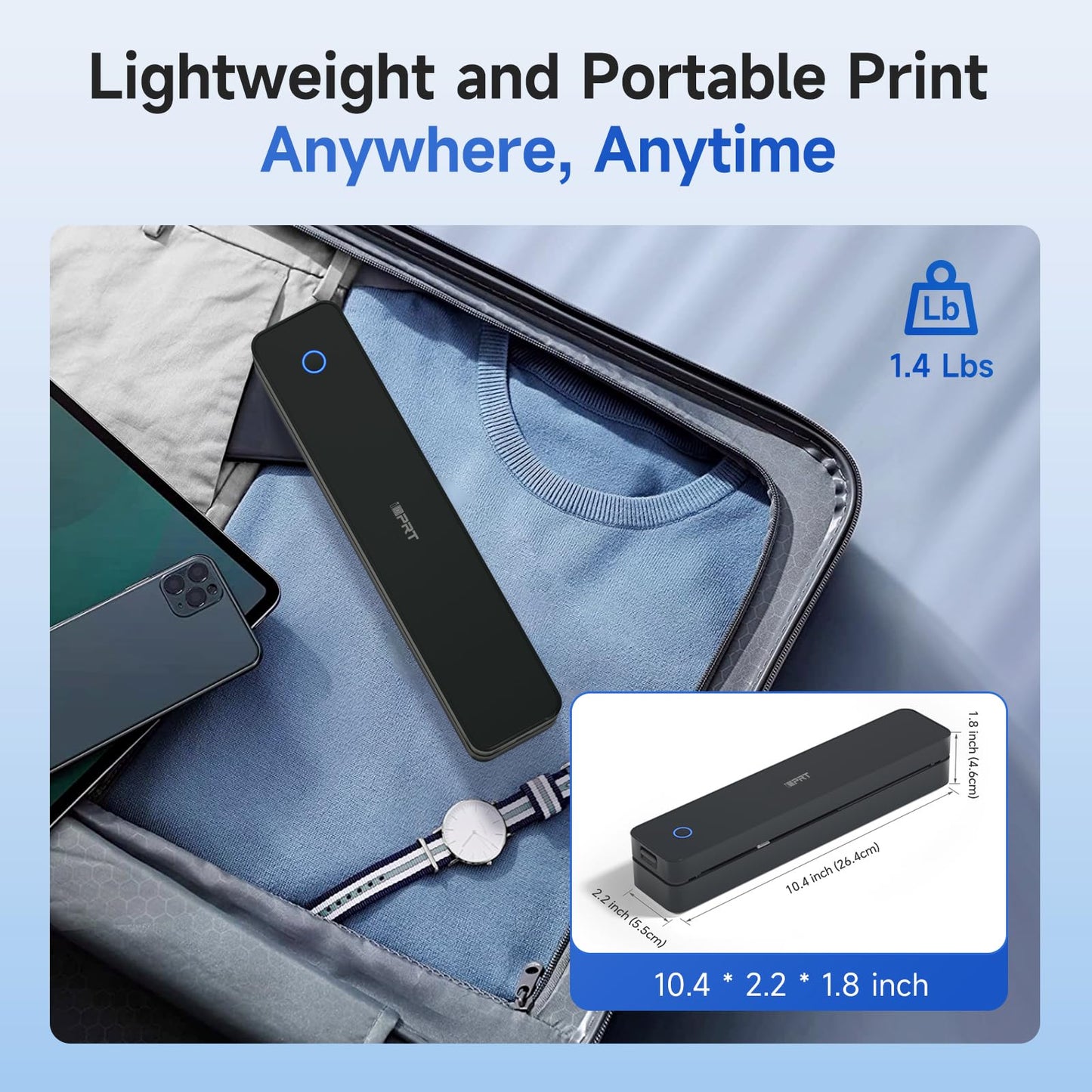 iDPRT Portable Thermal Printer, MT610 Pro Wireless for Travel, 300 DPI Bluetooth Inkless Printer Support 8.5" X 11" US Letter Thermal Paper for Home