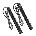 LONABR 2 Pack Long Power Strip, 6 Metal Power Outlets 2 USB Ports, 6 ft Long Extension Cord, Wall Mountable with Hook & Loop, Black (6 Outlets + 2