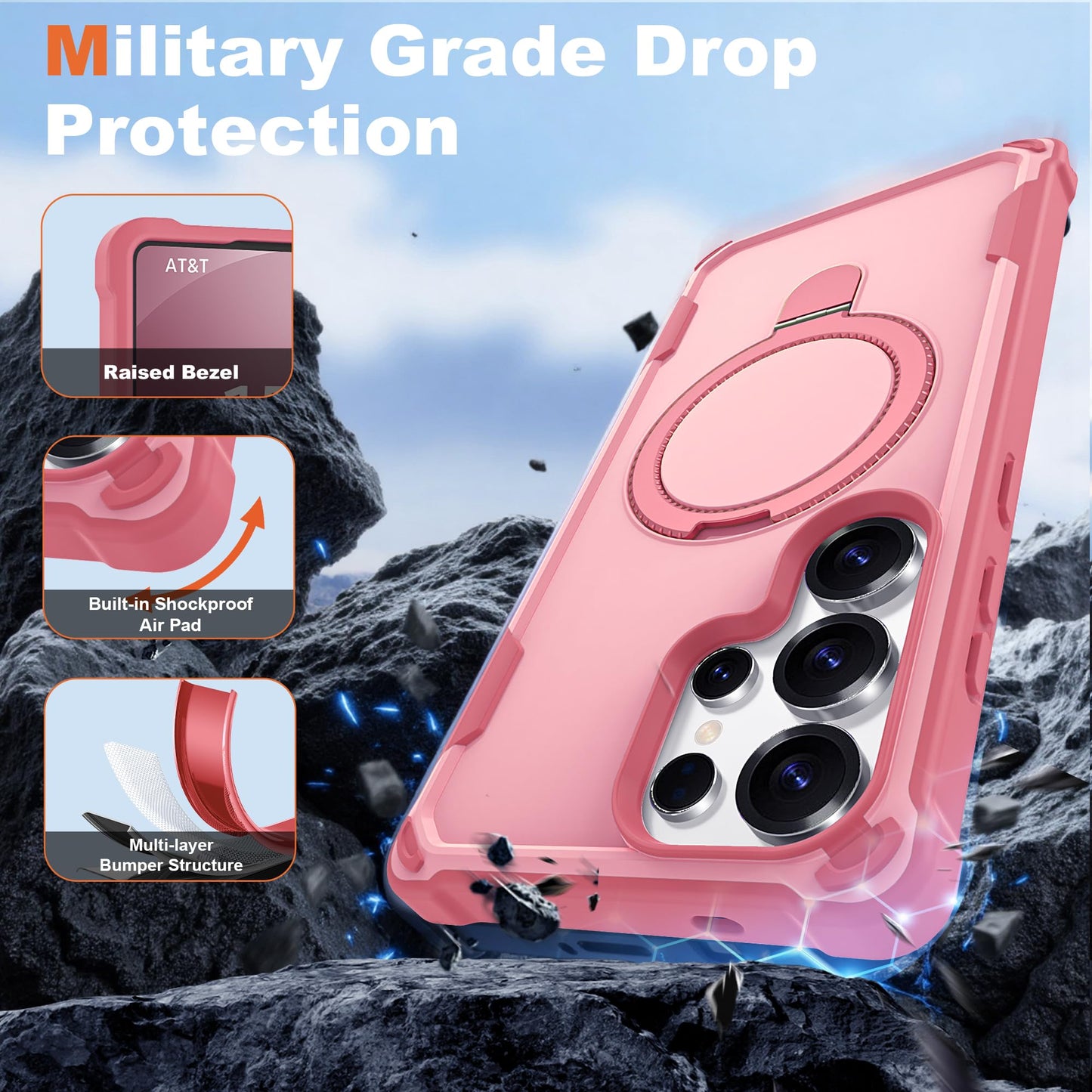 PeakFuel Designed for Samsung Galaxy S25 Ultra Case 6.9'' with Magnetic Ring Stand [Military Drop Protection][Compatible with MagSafe] Shockproof S25