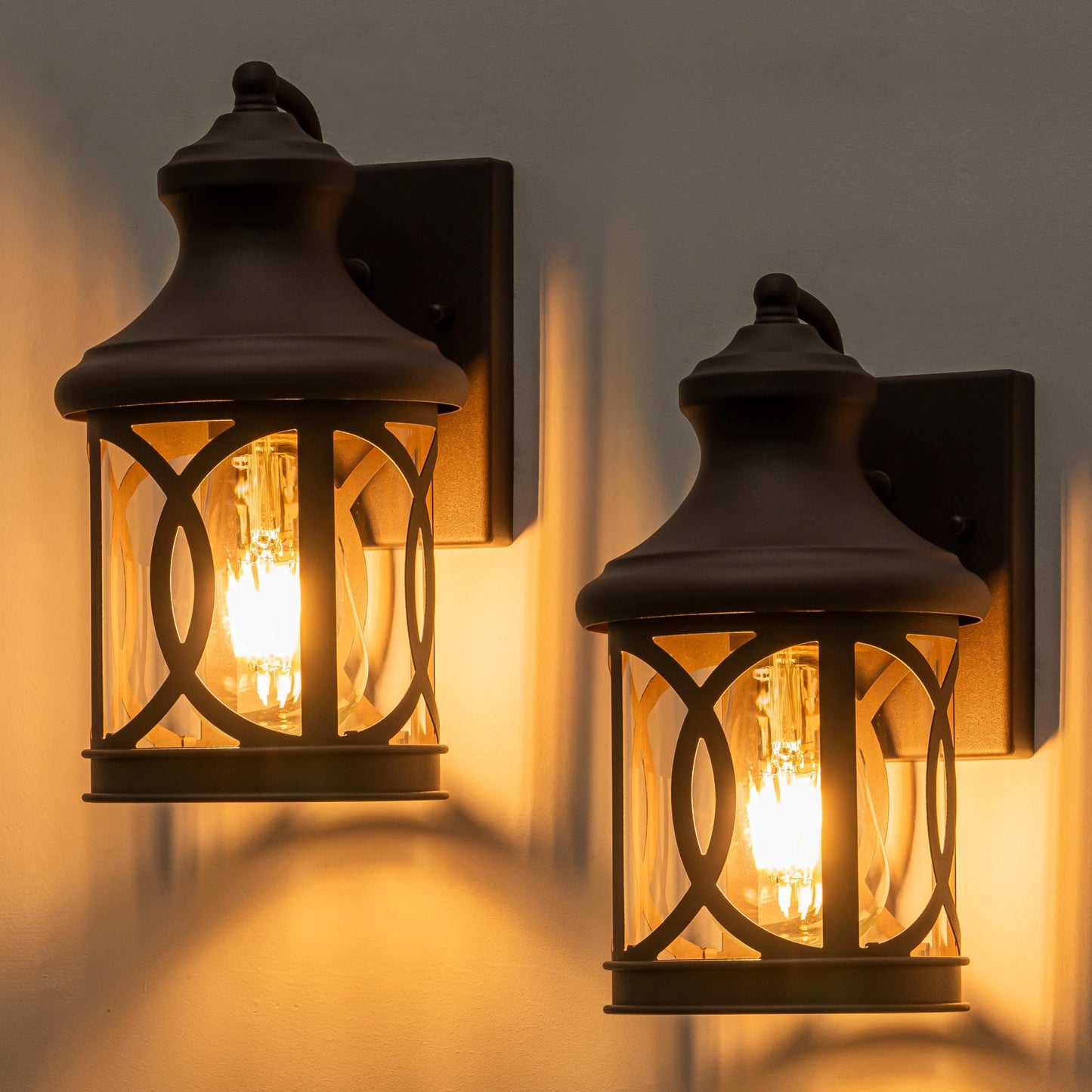 Laplusbelle 2-Pack Outdoor Wall Lights, Porch Lights, Waterproof Outdoor Wall Sconce, Exterior Light Fixture Bronze Finish with Clear Glass Shade