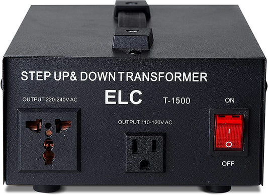 ELC T Series 1500 Watt Voltage Converter Transformer - Step Up/Down - 110v to 220v / 220v to 110v Power Converter - Circuit Breaker Protection, CE…