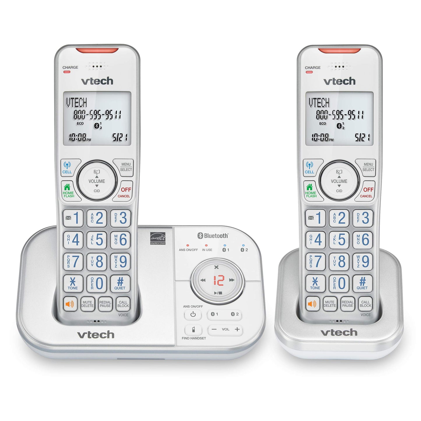 VTech VS112-27 2 Handset Cordless Phone with Answering Machine, Call Blocking, Caller ID, Intercom and Connect to Cell