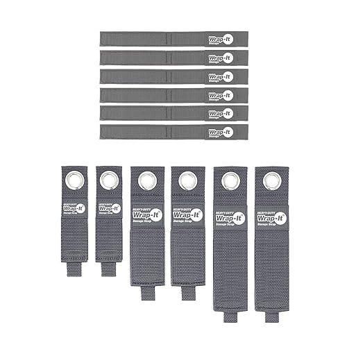 Wrap-It Storage Heavy-Duty Quick Straps - Assorted 12 Pack (Grey)