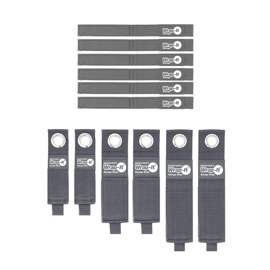 Wrap-It Storage Heavy-Duty Quick Straps - Assorted 12 Pack (Grey)