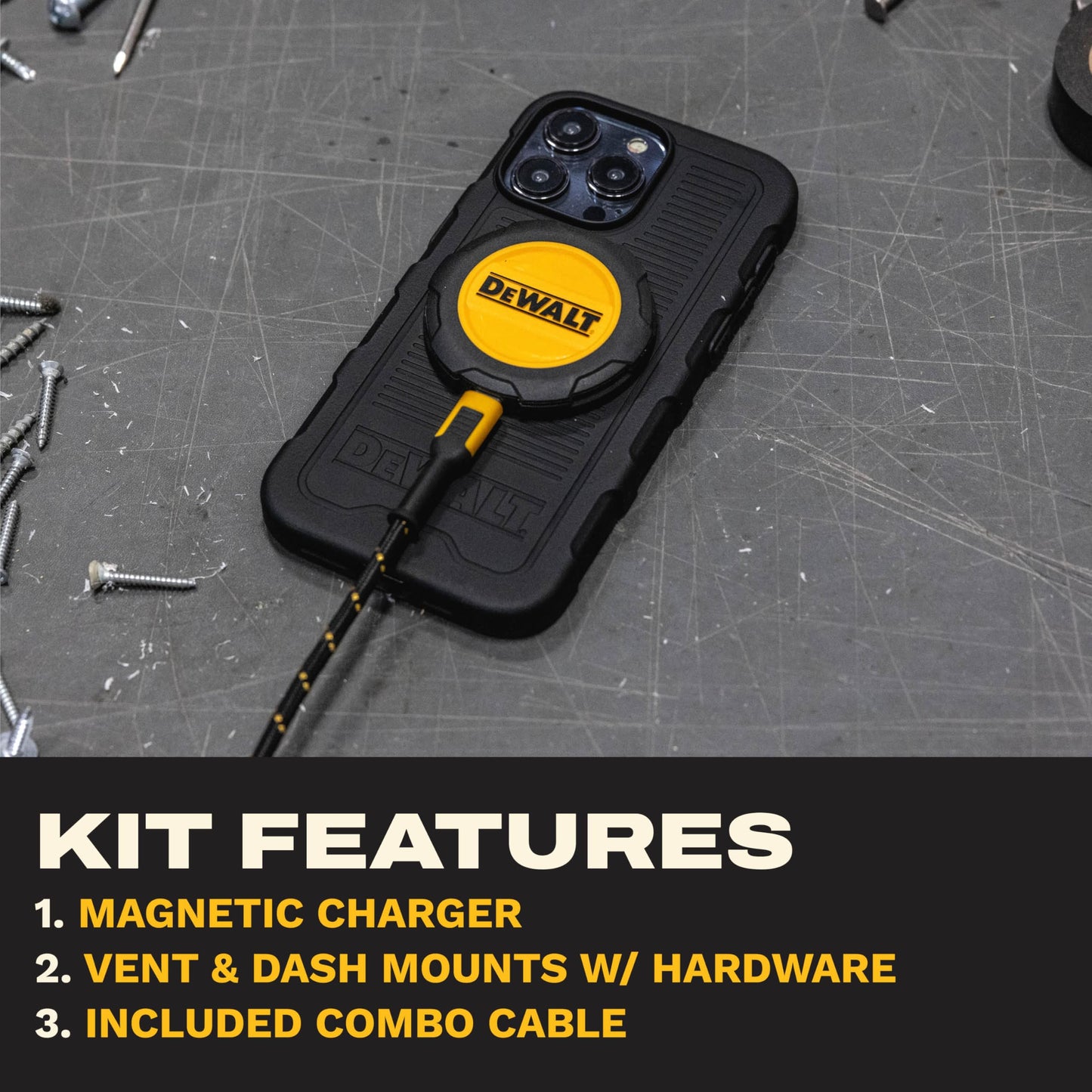 DEWALT Magnetic Phone Holder for Car Kit, Heavy Duty Wireless Charger, Vent Mount, Dash Mount, Charging Mounted Holders Cell Phone Holders for Your
