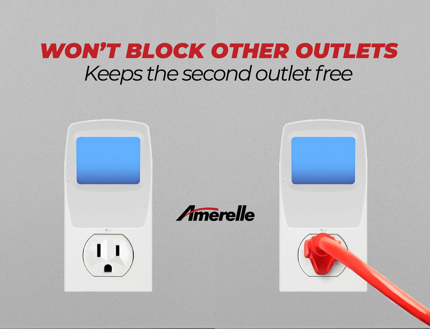 AMERELLE Always-On Blue Night Light, 4 Pack (71282) - Slim, Plug-in, LED Light with a Soft, Cool Blue Glow - Slim Suitable for Bedrooms, Bathrooms