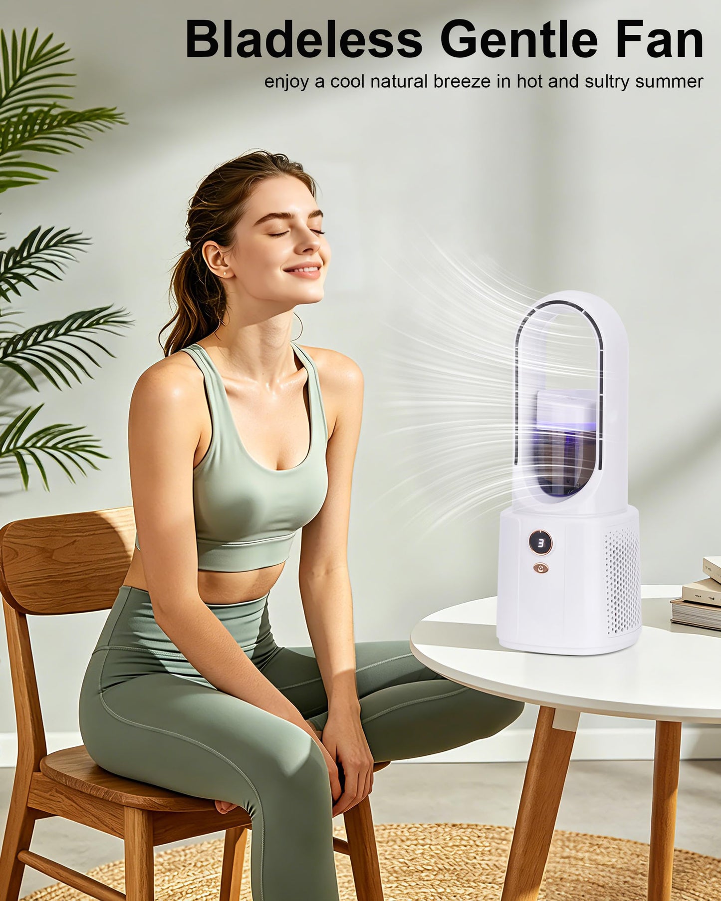 Kaaeiccr Bladeless Desk Fan with Cooling Mist Humidifier