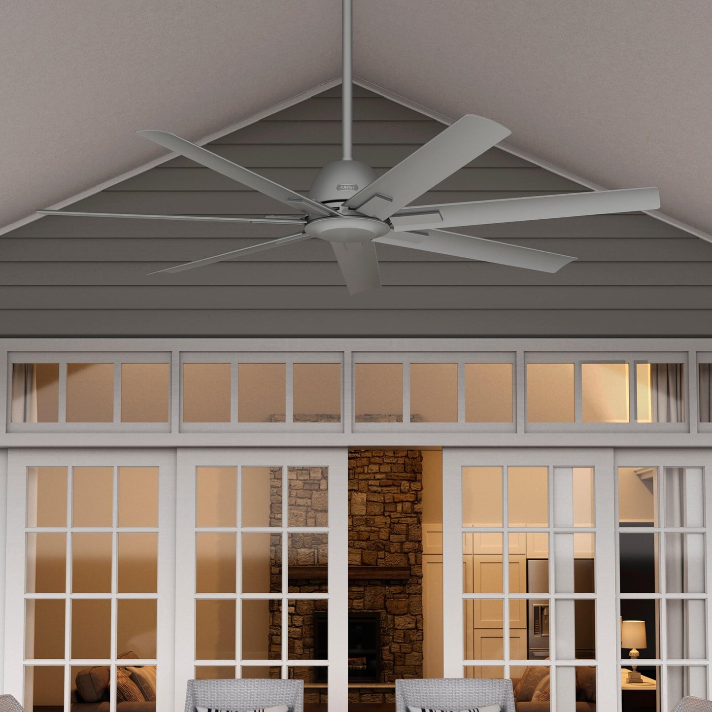 Hunter Fan 60 Inch Casual Matte Silver Finish Outdoor Ceiling Fan With 7 Blades (Renewed)