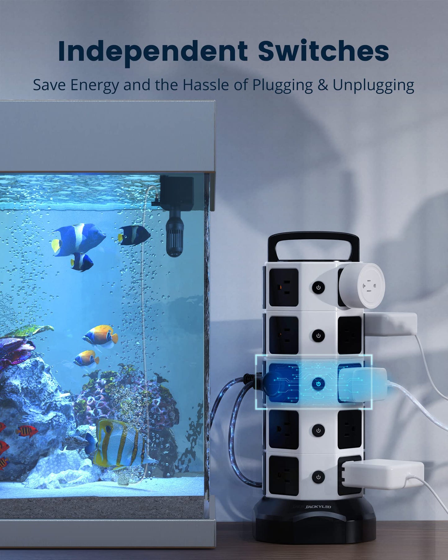 Power Strip Tower Surge Protector, 20 Outlets 6 USB (2 USB C) Charging Station, Extension Cord with Multiple Outlets, 1050J 1625W/13A Outlet Extender