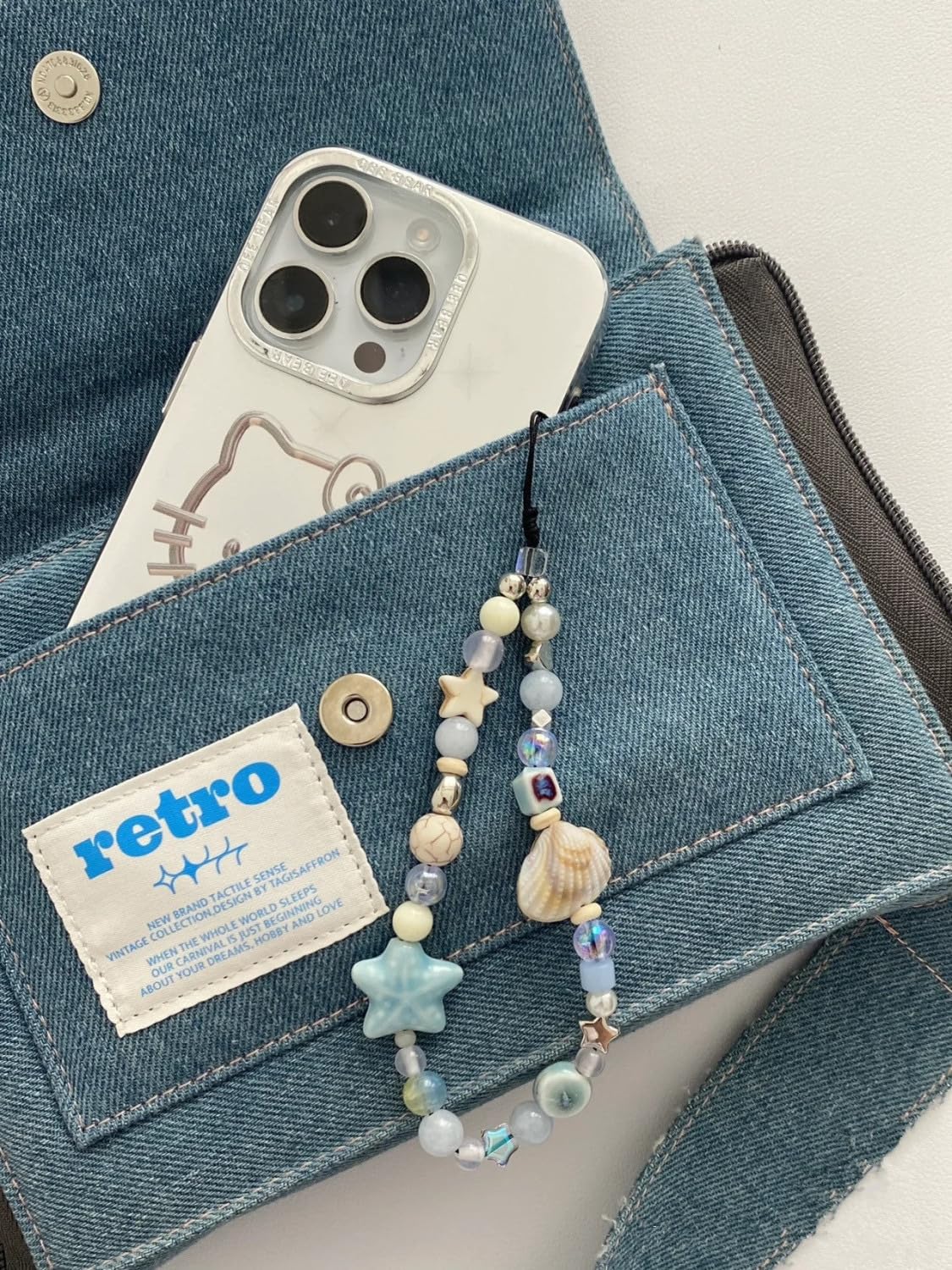 Kryoflare Cute Shell Cell Phone Lanyard Strap Charms Phone Lanyard Wrist Strap with Beads, Anti-Lost Cell Phone Charm String, Keychain Wristlet