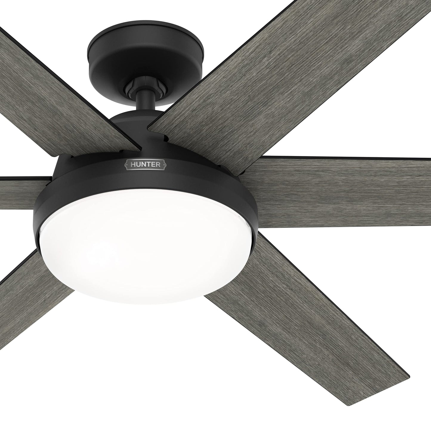 Hunter Fan 60 inch Casual Matte Black Indoor Ceiling Fan with LED Light Kit and Remote Control for Bedroom, Living Room/Family Room, Dining Room