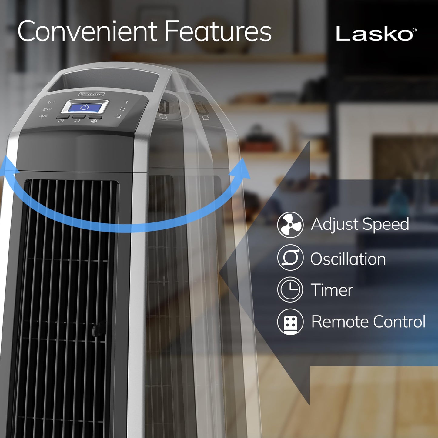 Lasko High Velocity Oscillating Tower Fan - 35" - U35115 - Silver/Black
