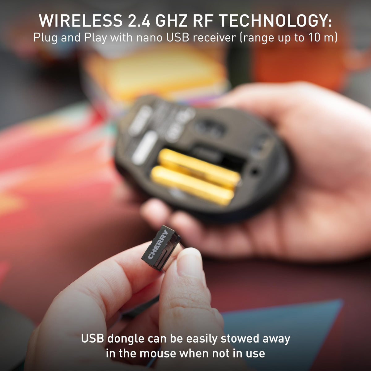 Cherry MW 3000 Wireless Computer Mouse for Work or Home. Nano USB Receiver Easily Stays in Laptop or Chromebook. Ergonomic Designed for Right Handed