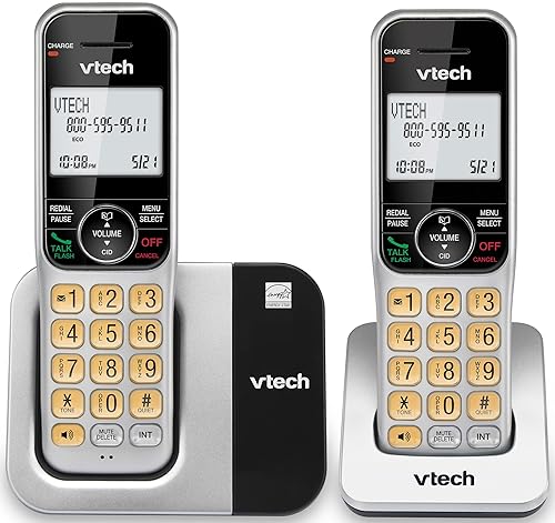 VTech 2-Handsets Cordless Phone System for Home with Call Block, Large Display & Buttons, Backlit Screen, Full-Duplex Speakerphone, Caller ID/Call