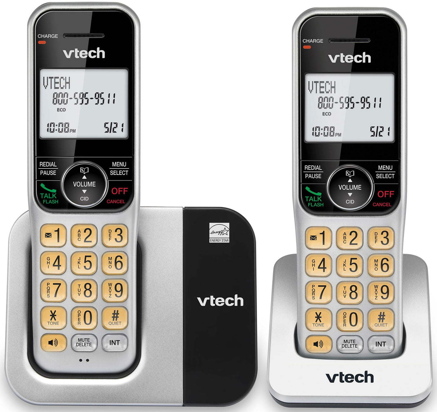 VTech 2-Handsets Cordless Phone System for Home with Call Block, Large Display & Buttons, Backlit Screen, Full-Duplex Speakerphone, Caller ID/Call