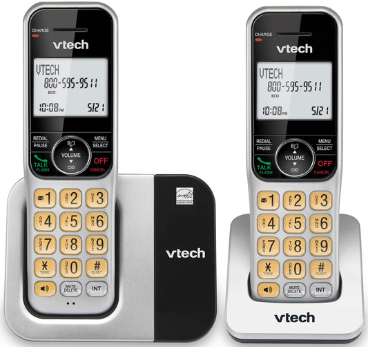 VTech 2-Handsets Cordless Phone System for Home with Call Block, Large Display & Buttons, Backlit Screen, Full-Duplex Speakerphone, Caller ID/Call