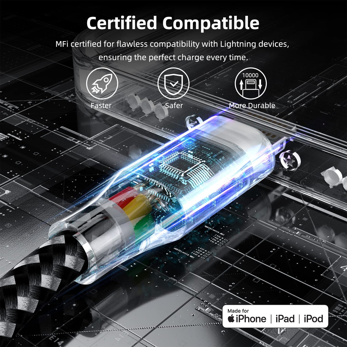 iPhone Charger Fast Charging Cord 3 Pack 10 FT Apple MFi Certified Lightning Cable Nylon Braided iPhone Charger Cord Compatible with iPhone 13 12 11…