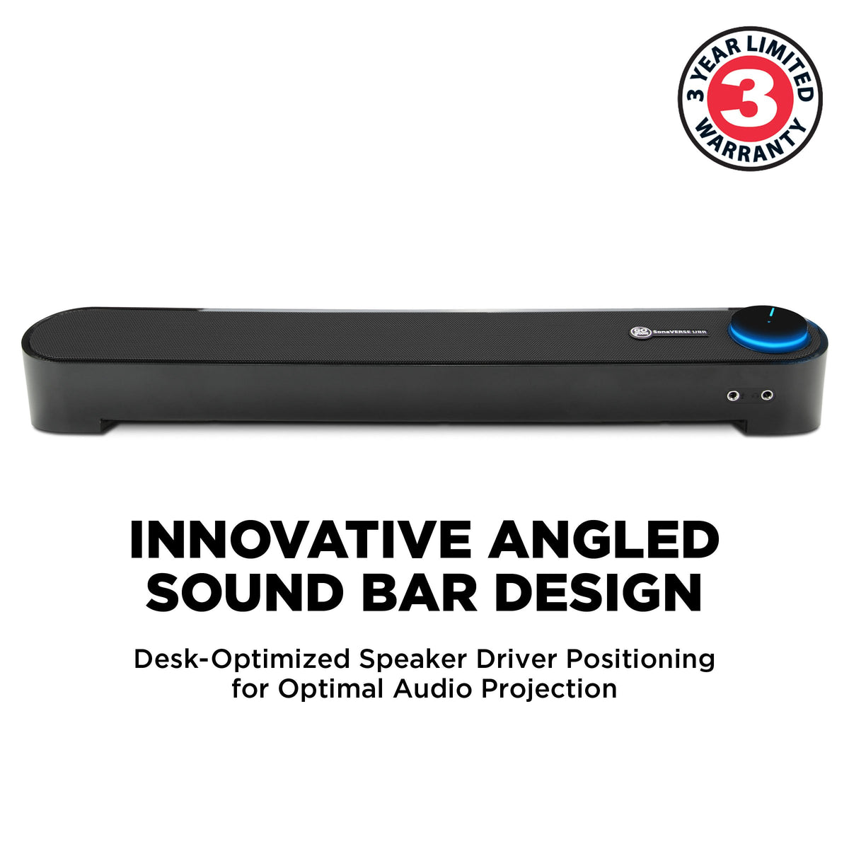 GOgroove Computer Speaker Mini Soundbar - USB Powered PC Sound Bar with Easy Setup Wired AUX, Stereo Audio, Microphone Port, Volume Control Knob