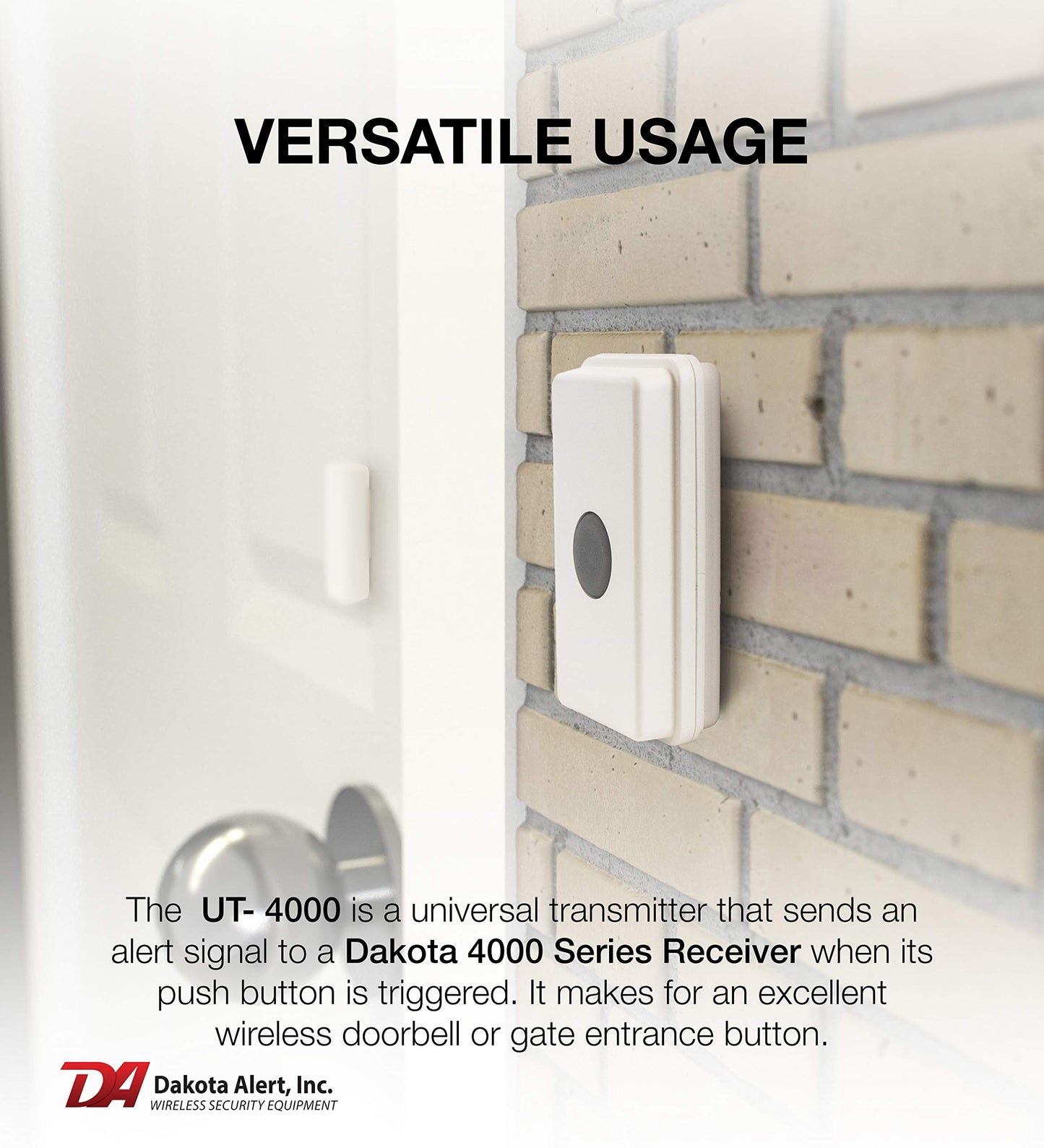 Dakota Alert UT-4000, Universal Transmitter for Wireless Home Security & Doorbell-1 Mile Long Range, Compatible with 4000 Series Receiver, Driveway