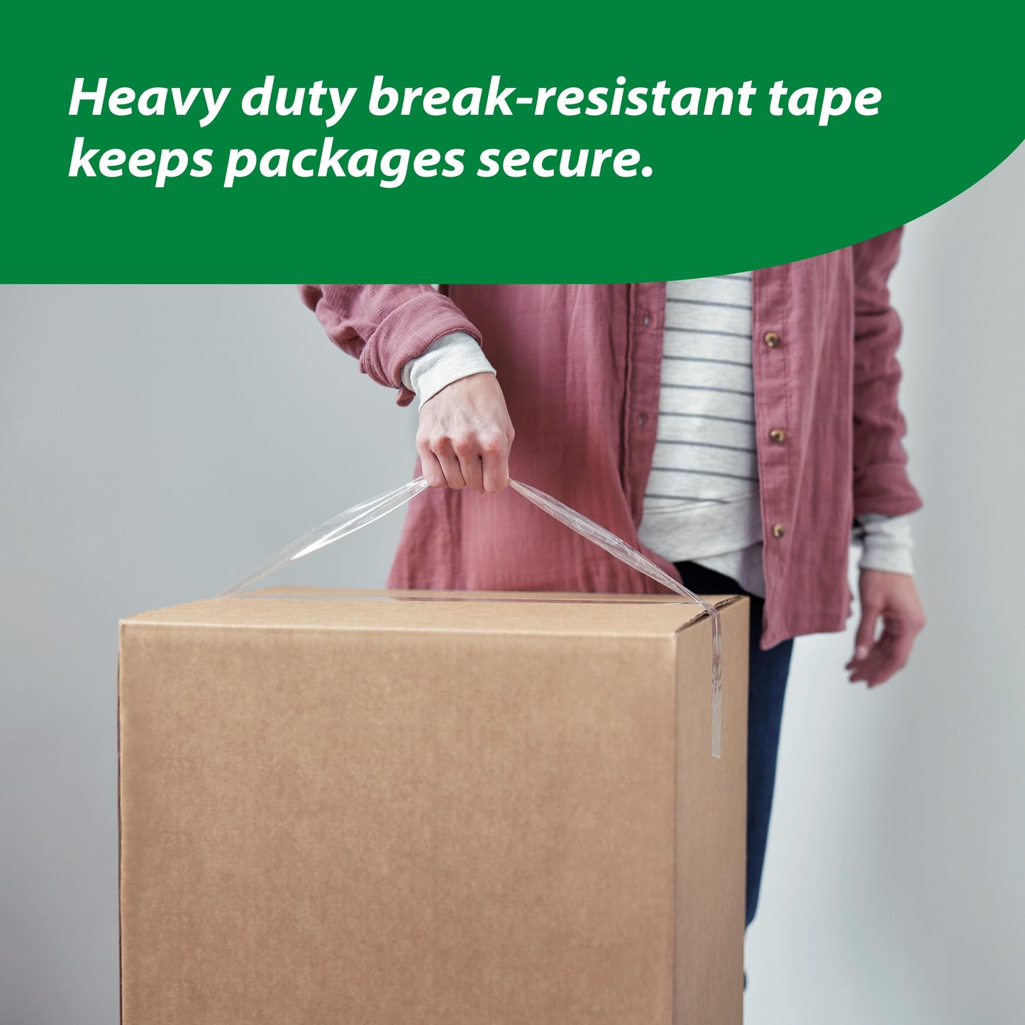 Duck HD Clear Packing Tape Dispenser Heavy Duty Packaging Tape Gun for Packing Boxes, Shipping and Moving - Includes 1 Refill Roll of HD Clear 1.88
