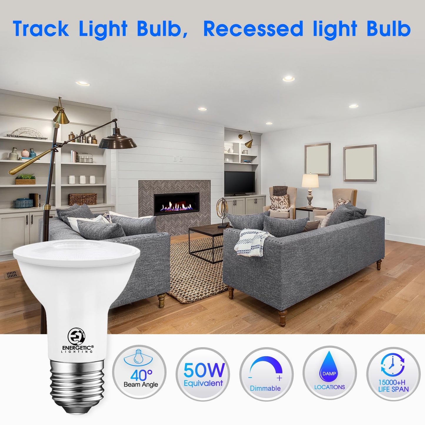 Energetic 10 Pack PAR20 LED Bulbs 50W Equivalent 5W Dimmable, 5000K Daylight 460 Lumen E26 Medium Base Indoor Outdoor Spot Light Bulb Flood Light Bulb
