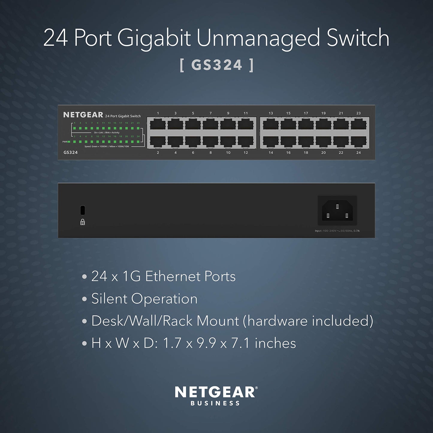 NETGEAR GS324 24-Port Gigabit Unmanaged Switch | ????????-??????-???????? ???????????????????????? | Desktop, Rack-Mountable, Wall-Mountable | Cloud Care's 3 Year Warranty