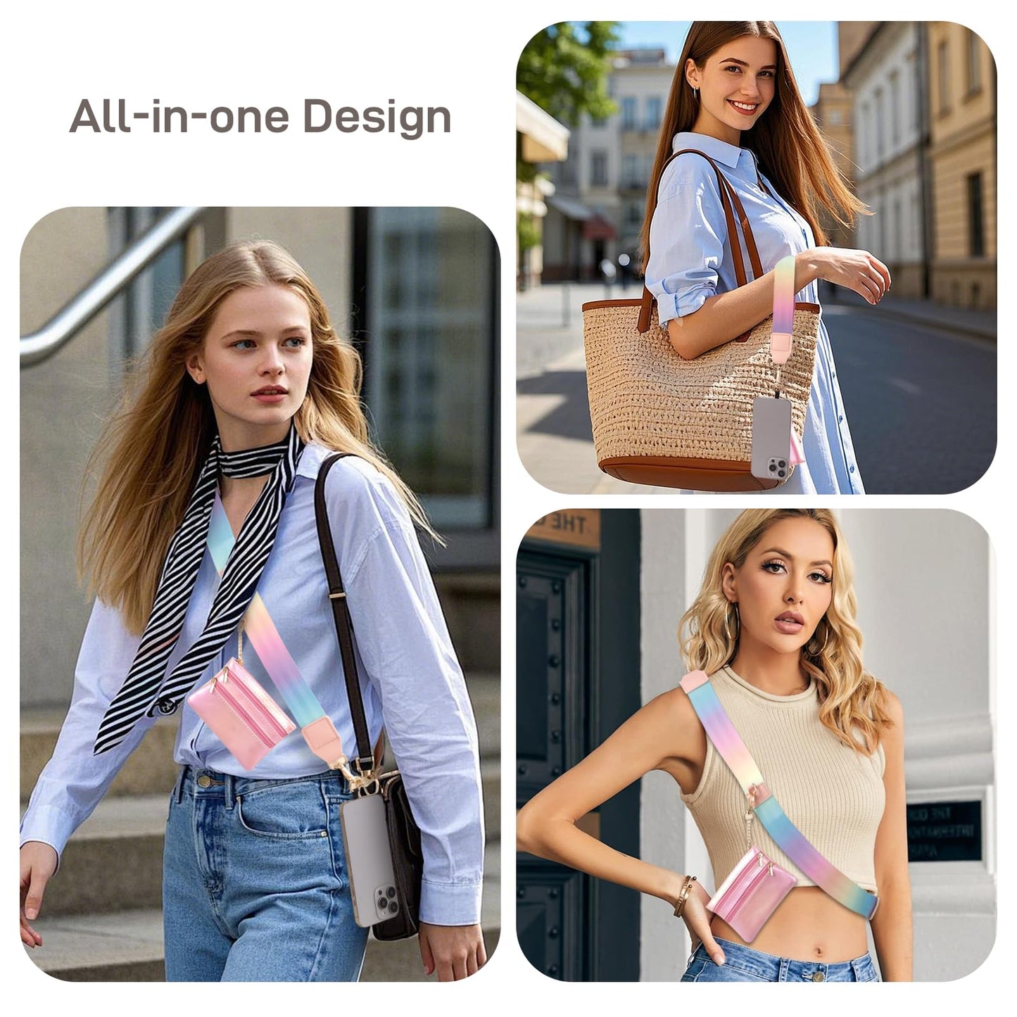 Long Pond Stylish Phone Crossbody Lanyard Strap with Wallet, Adjustable Anti-Loss Detachable Wrist Strap for Women, Secure Hands-Free Holder