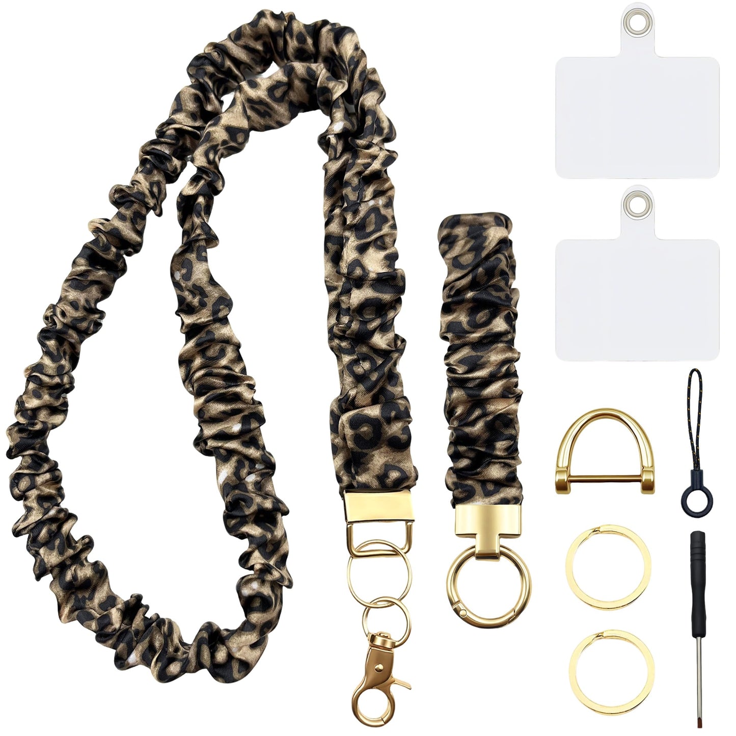 YesMvpMvp Phone Lanyard Wrist Strap,Cell Phone Lanyards for around the Neck,Unisex Scrunchie Lanyard (Leopard Print 1)