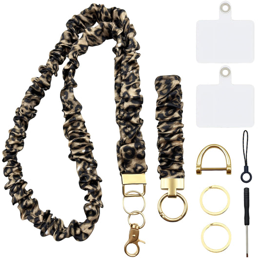 YesMvpMvp Phone Lanyard Wrist Strap,Cell Phone Lanyards for around the Neck,Unisex Scrunchie Lanyard (Leopard Print 1)