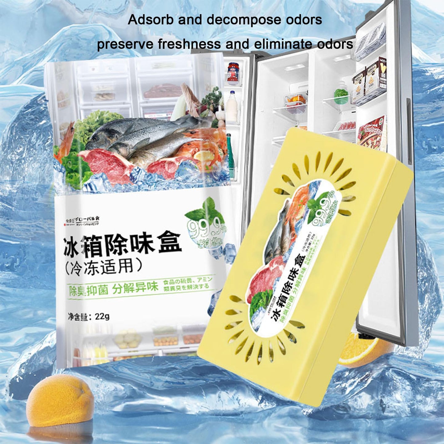 Fridge Deodorizer, Natural and Unscented Coconut Shell Activated Charcoal Refrigerator Deodorizer, Long Lasting Effective Fridge Air Freshener, Fresh