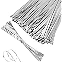 100 Pcs 20 Inch Metal Zip Ties Heavy Duty, Stainless Steel Cable Ties Metal Tie Wraps, 304 Stainless Steel Zip Ties with 200 Lbs Tensile Strength