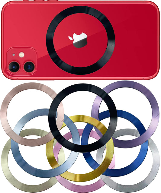 SALEX Compatible with Magsafe Magnetic Rings 9 Pack Set - Metal Rings for Cell Phone Case - Cute Mixed Colors Round Magnet Sticker - Replacement Discs