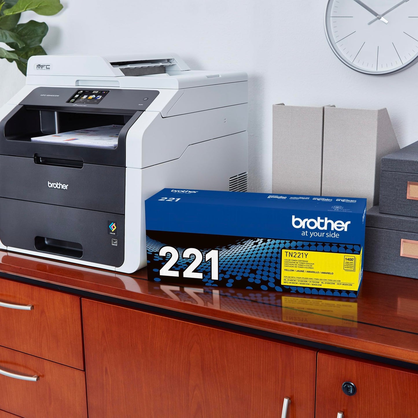 Brother Genuine Standard Yield Toner Cartridge, TN221Y, Replacement Yellow Color Toner, Page Yield Up to 1,400 Pages, Amazon Dash Replenishment