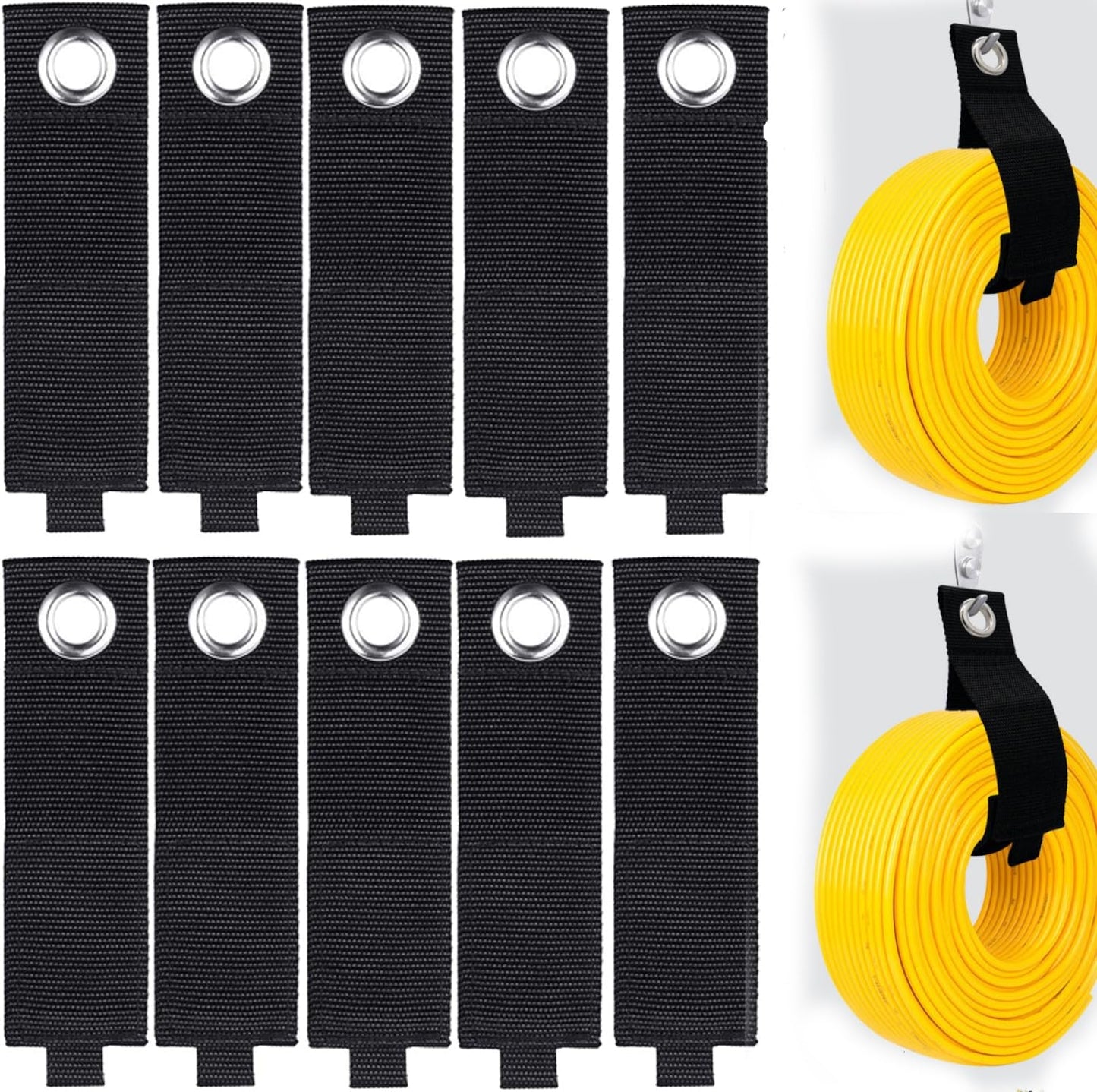 10 Pack Cable Straps Storage Straps Garage Organization, Heavy Duty Large 13-inch Hook and Extension Cord Storage Strap for Cable, Hose, Power Cord