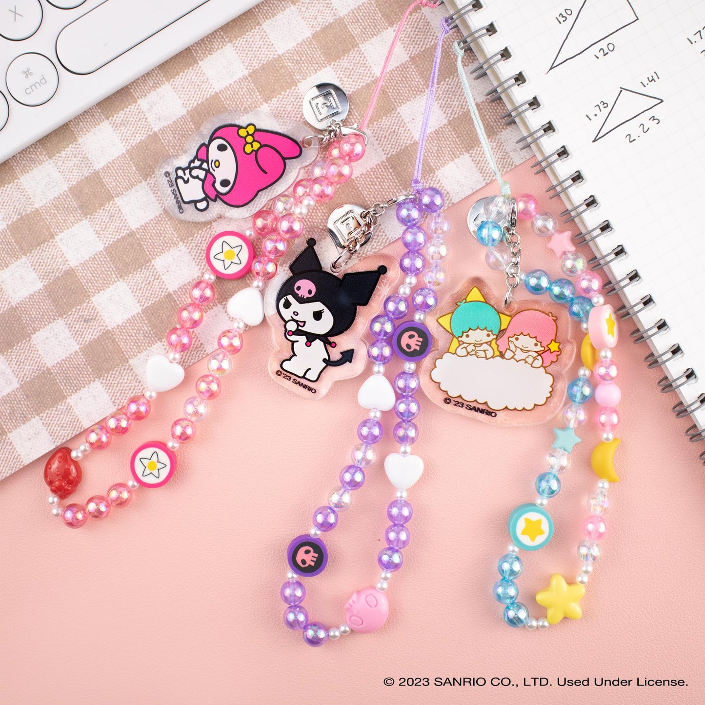 iFace Hello Kitty 50th Anniversary Beaded Wristlet Universal Charm Strap - Cute Iridescent Wrist Strap for Cell Phone Camera Keys [Limited Edition]