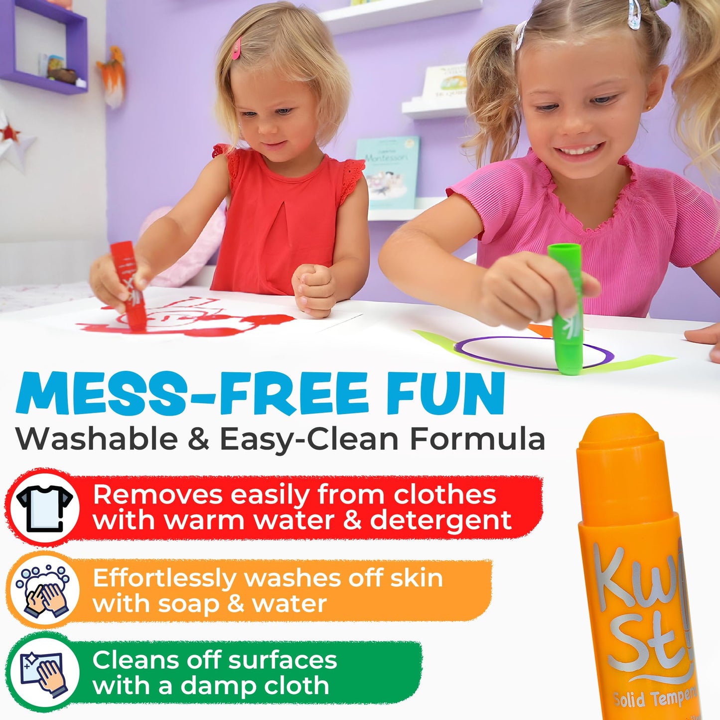 Kwik Stix Solid Tempera Paint Sticks, 12 Colors, Washable Paint Sticks for Kids, Super Quick Drying, Non-Toxic, Allergen Free, Comes in Classic…