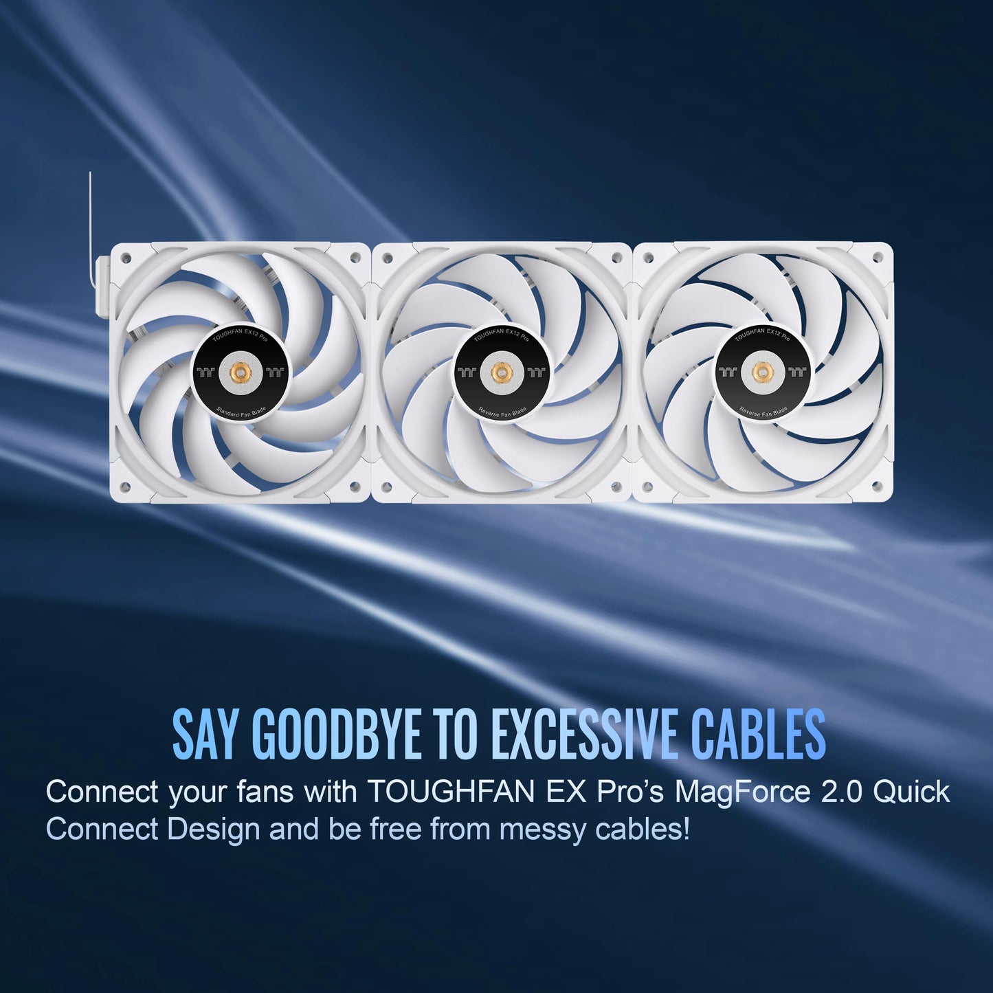 Thermaltake TOUGHFAN EX12 Pro Snow PC Cooling Fan, Magnetic Connection, Swappable Fan Blade, PWM Controlled 500~2000 RPM, Air Flow 70.8 CFM, 120mm (3