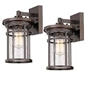 Casia Outdoor Wall Sconces, Exterior Lantern Lighting Fixture, Mounted Lights for Patio, Porch, Garden, Balcony (Bronze, 12" H-2Pack)