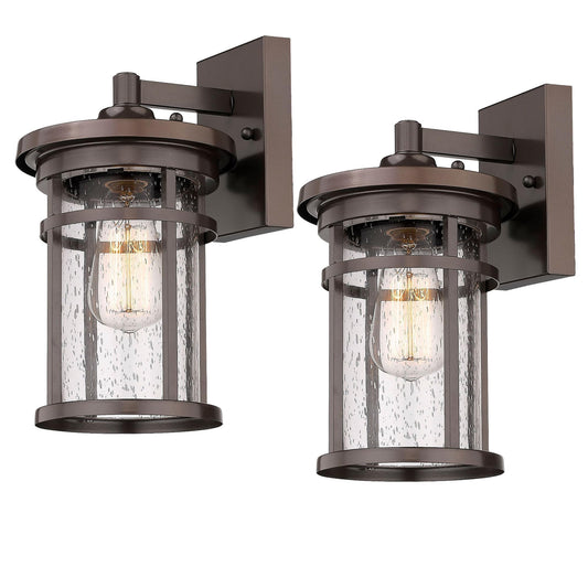 Casia Outdoor Wall Sconces, Exterior Lantern Lighting Fixture, Mounted Lights for Patio, Porch, Garden, Balcony (Bronze, 12" H-2Pack)