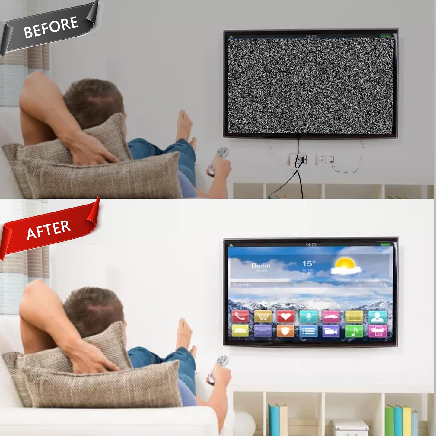 ROOWINTOO TV Cord Hider in Wall Cable Management Kit for TV, Behind Wall TV Wire Kit Cable Hider,Includes 2 Pass-Throughs and Hole Saw Drill