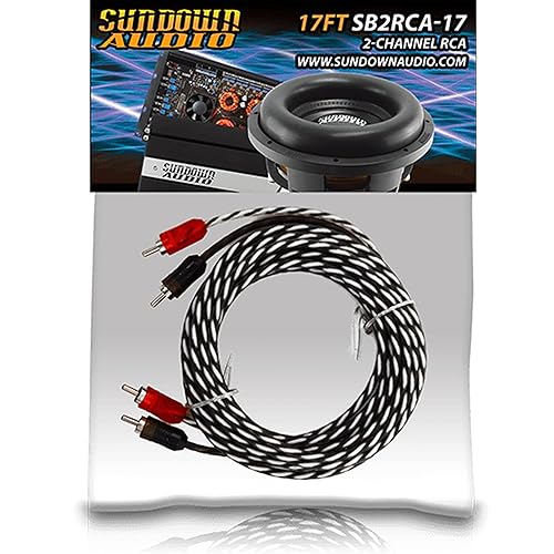 Sundown Audio SB2-17 RCA Cable - 2 Channel 17FT Stereo Audio Interconnect, Twisted Pair, Solid Conductor, High-Fidelity Sound, Rugged PVC Jacket