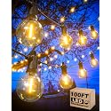 Zuske Outdoor String Lights Waterproof, 100FT LED Patio Lights with 53 Shatterproof G40 Globe Bulb(3 Spare), Connectable Dimmable Outside Hanging