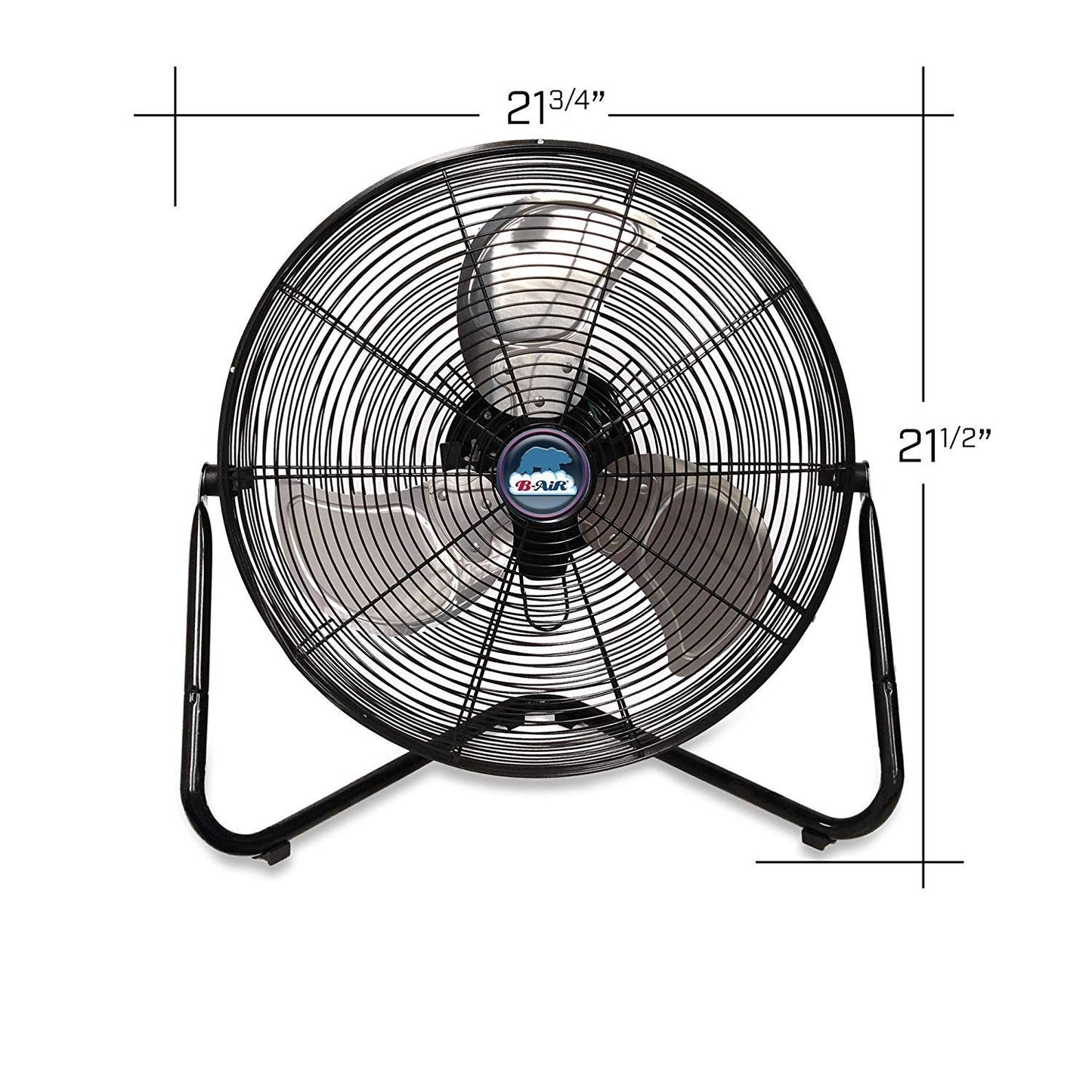 B-Air Firtana 20" High Velocity Electric Garage Floor Fan for Industrial and Home Use with 3-Speeds and Tilt Adjustable Fan Head, SAFF-20, Black