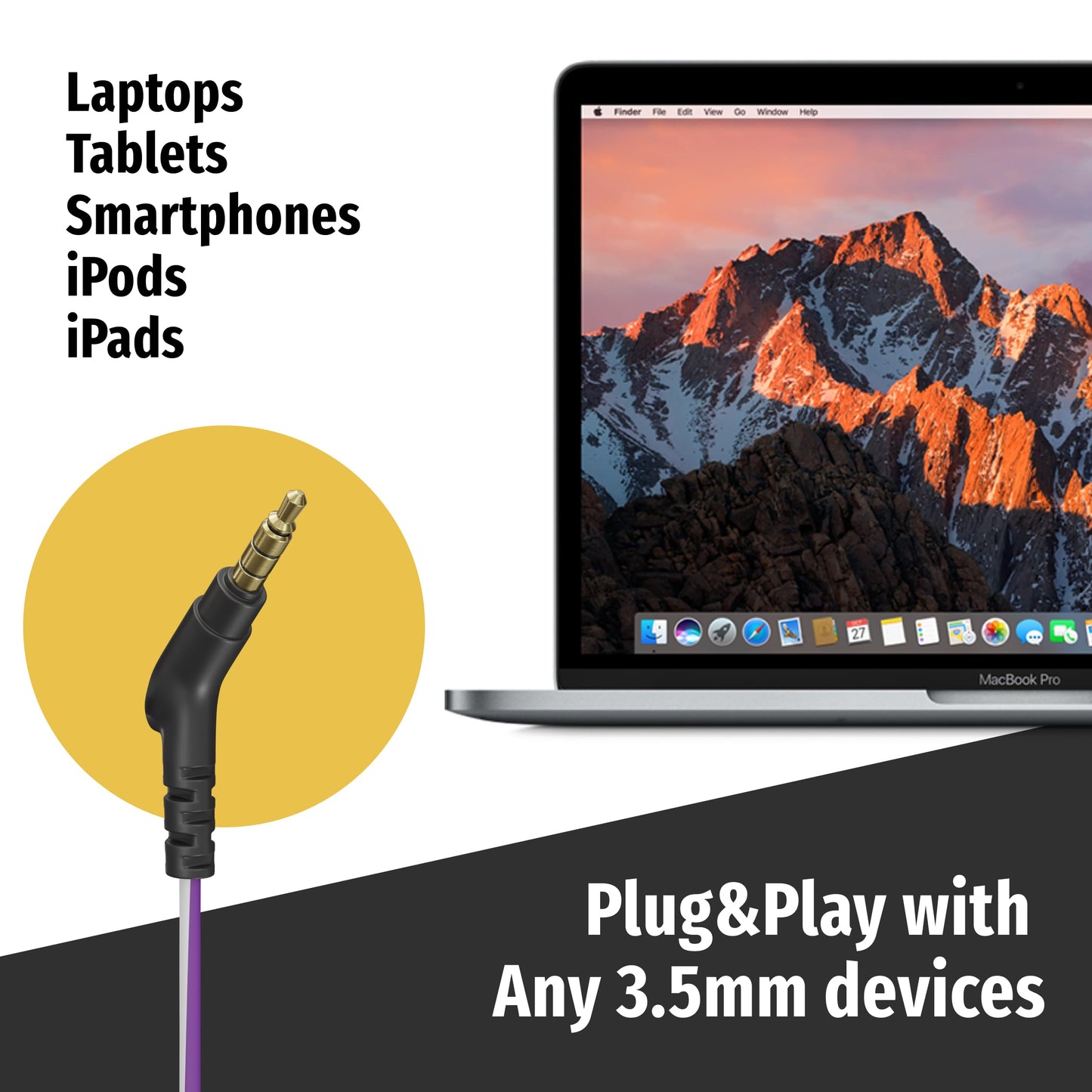 Symphonized Wired Earbuds with Microphone - 90% Noise Cancelling Earbuds Wired for Computer, Laptop & Phone - Corded In-Ear Headphones, Plug In