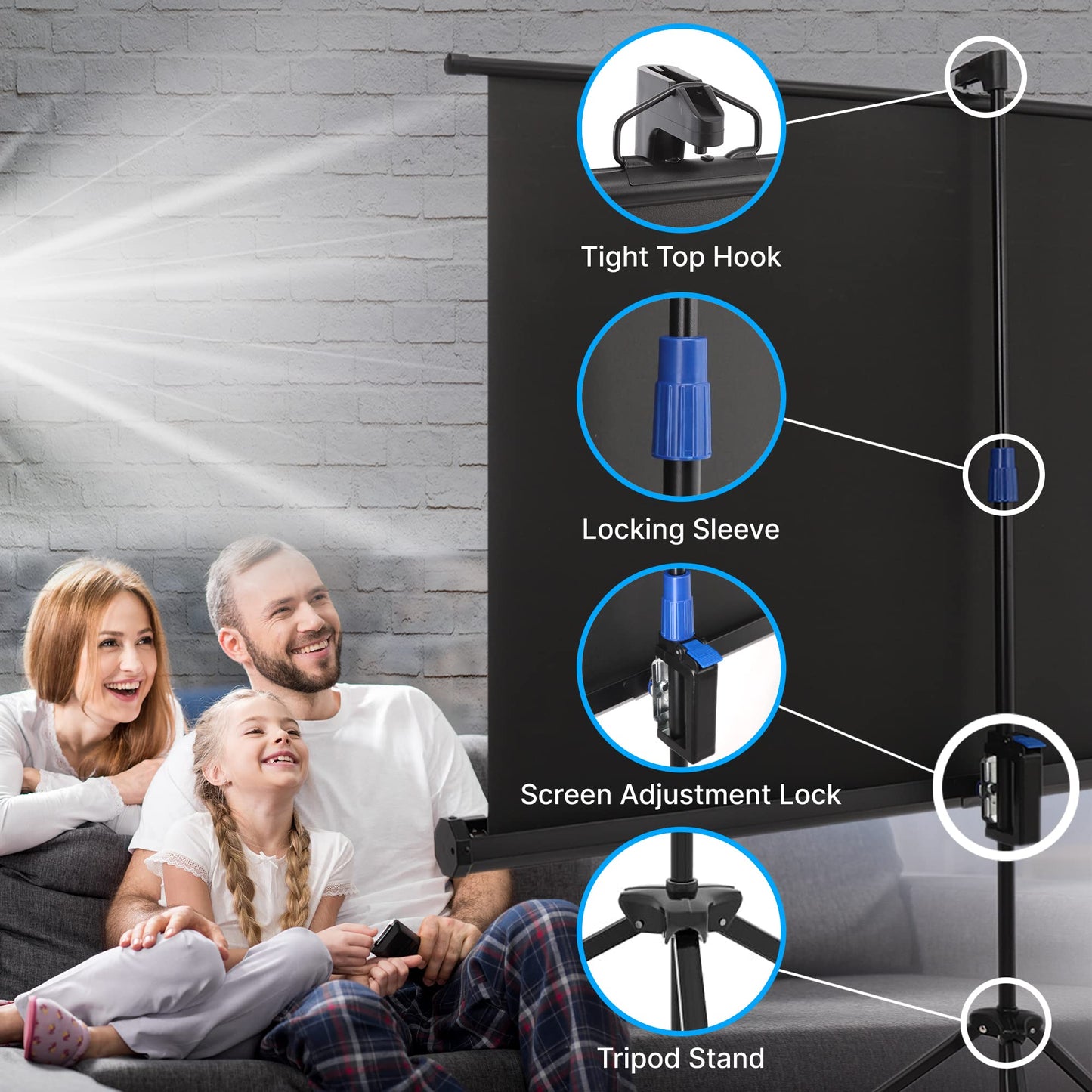 Pyle 60 Inch Portable Projector Screen with Tripod Stand - Fold Out Roll Up, HD Premium 16:9 Aspect Ratio, Matte Viewing Surface for Indoor