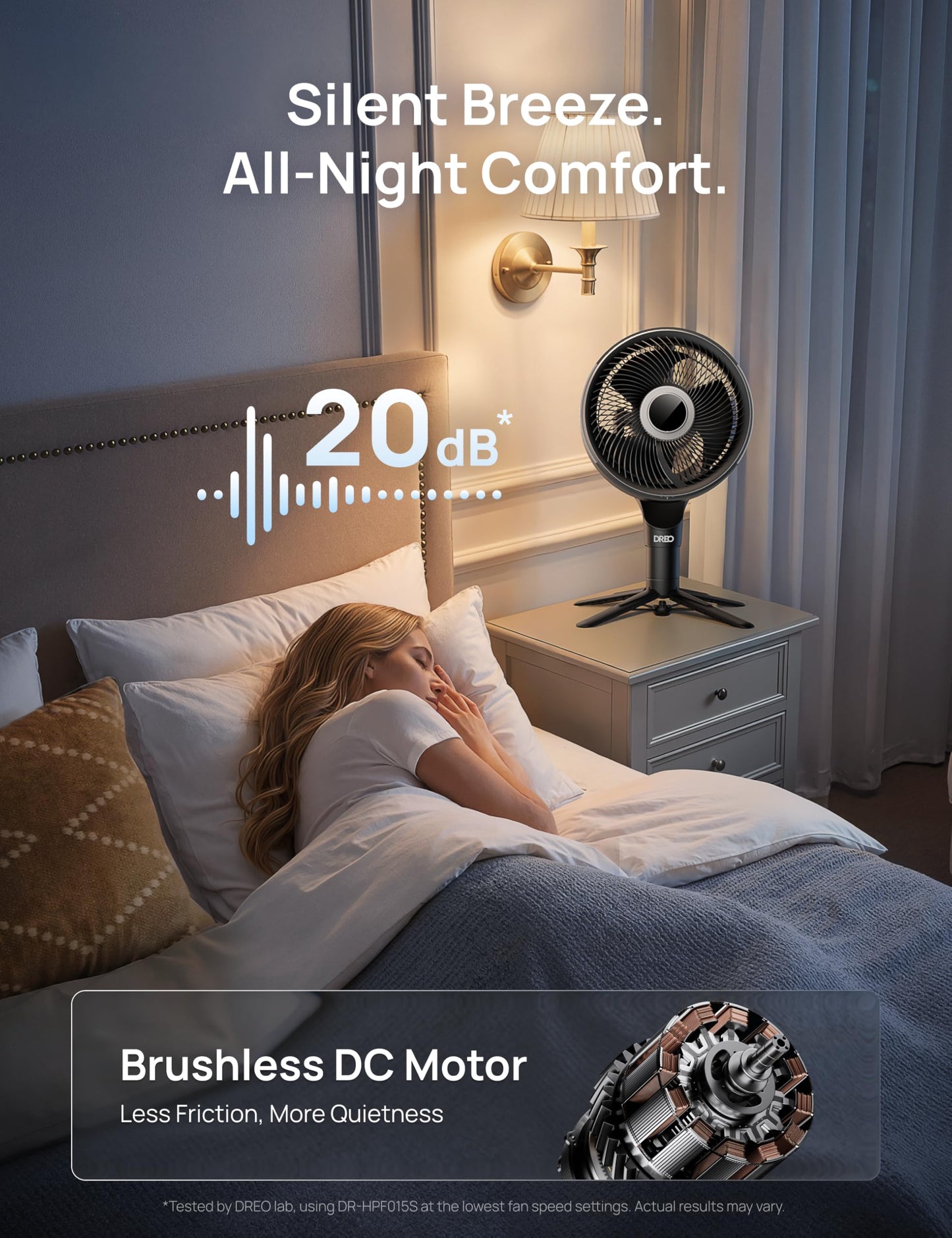 DREO Smart Fan for Bedroom, standing 150° +100° Omni-Directional Oscillating Fans, 120ft CirculAir Quiet Fan with DC Motor, 12 Speeds, 6 Modes
